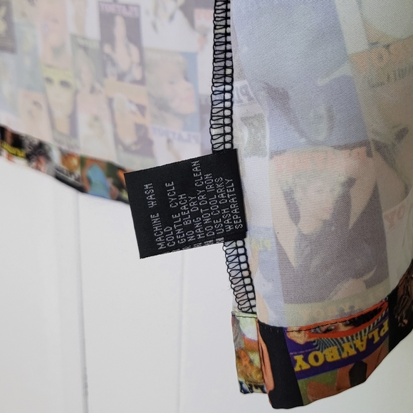 Iconic Vintage Playboy Bunny Magazine Centerfold Button Up Dress Shirt NWOT SZ L - Picture 8 of 14